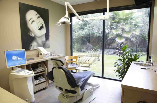 patient room with large window inside the Fawcett Center for Dentistry office